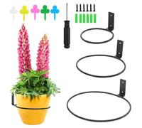 AMANDELIZABE 3 piezas maceta pared plantas soporte pared pared colgante metal plantador titular negro redondo maceta colgante de pared para el hogar, jardín, balcón