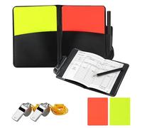 AMANDELIZABE 4 unidades, 1 juego de tarjetas de referencia de fútbol, incluye tarjetas de referencia rojas y amarillas, 2 silbatos de acero inoxidable, 1 bolsillo para tarjetas negras, 5 informes de