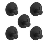 AMANDELIZABE 5 ganchos adhesivos extrafuertes, ganchos autoadhesivos para baño, acero inoxidable, sin agujeros, con almohadillas adhesivas, ganchos redondos, resistentes al agua, ganchos para baño,