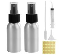 AMANDELIZABE Botella pulverizadora pequeña de 50 ml, 2 unidades, aleación de aluminio, atomizador, mini botellas vacías para rellenar, botella de bomba para agua, perfume, cosméticos, líquidos y