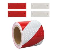 AMANDELIZABE Cinta reflectante roja y blanca de 10 cm x 10 m, impermeable, cinta reflectante autoadhesiva, cinta de advertencia de seguridad, cinta de advertencia concisa para vehículos, coches,