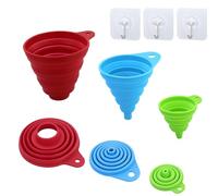 AMANDELIZABE Juego de 3 embudos de silicona, embudo portátil, embudo plegable para transferencia de líquidos en la cocina (pequeño/medio/grande) con 3 ganchos