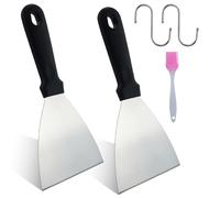 AMANDELIZABE Juego de 4 espátulas para barbacoa, espátulas de cocina, acero inoxidable con mango de plástico, espátula para pizza para barbacoa, cocina, limpieza, borde inclinado
