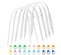 AMANDELIZABE - Juego de 6 agujas circulares (40 cm, 2,0 mm a 8,0 mm, plateadas, metal, acero inoxidable)