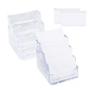 AMANDELIZABE - Lote de 2 titulares de tarjetas de visita, acrílicas transparentes con 4 compartimentos para tarjetas de visita, con 2 fundas transparentes para hojas voladoras A-6
