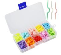 AMANDELIZABE - Marcador de punto, 120 unidades, marcador de ganchillo, 10 colores, con 3 agujas trenzadas