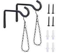 AMANDELIZABE Pack de 2 Ganchos de Pared de 14,5 cm para Plantas Colgantes de Hierro, Soporte para Macetas al Aire Libre