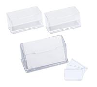AMANDELIZABE Soporte para tarjetas de visita, 3 unidades, soporte de mesa, con 3 bolsillos transparentes A6, para organizador de colección de