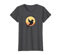 Amanecer Amanecer Silueta Retro Naturaleza Camiseta, Mujer, Jaspeado Oscuro, L
