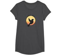 Amanecer Amanecer Silueta Retro Naturaleza Camiseta, Niñas, Jaspeado Oscuro, M