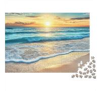 Amanecer en la Playa Puzzle de 1000 Piezas Papel Puzzle para Adultos Vista Tranquila del mar Puzzle para Toda la Familia Relajación Decoración Regalo 52x38cm/1000pcs