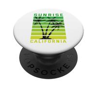 Amanecer Palmeras de California Retro Atardecer PopSockets PopGrip Adhesivo