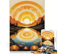 Amanecer sobre Lago de montaña, Rompecabezas de 1000 Piezas para Adolescentes, Juguete para ejercitar la Mente, relajación Mental, diseño, Montaje, Lista de Deseos de Papá Noel 38x26cm