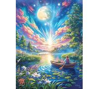 Amanecer sobre un Lago mágico Puzzle 500 Piezas Cartón Blanco Premium para Expertos Vida Silvestre y Mascotas Mejora Concentración Ejercita La Mente Actividad Días Libres 500 PCS