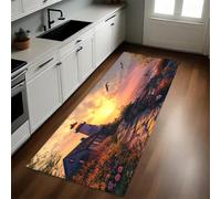Amanecer Tapetes de Cocina Faro del Sendero de la Playa Antifatiga, Impermeables, Antideslizantes y Cómodos para Decoración del Hogar y Oficina 50 x 140 cm