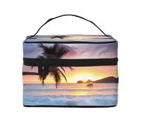 Amanecer Tropical Palmera Isla, Bolsa de Maquillaje Bolsa de cosméticos Bolsa de artículos de tocador de Viaje portátil Estuche para lápices Bolsa de artículos de tocador