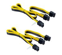 Amangny Paquete de 2 GPU PCIe 6 pines macho a doble 8 pines (6+2) macho PCI Express Cable adaptador de corriente de 24.4 pulgadas + 8.7 pulgadas / 62 cm + 22 cm