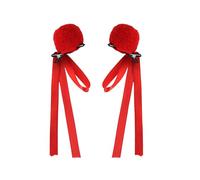amangul 1 par de moño de felpa para niños, para peinados, tocados de anime de películas chinas para niñas de hasta 3 años (rojo)