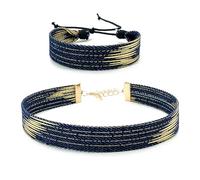 amangul 2 pulseras de mezclilla ajustables con diseño de estrella, para amantes de la amistad y uso diario, Length:Approx.16.5-25cm/6.49-9.84inches Width: App, Mezclilla