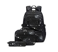 amangul 3 mochilas para niñas con bolsa de almuerzo aislada, bolsa para lápices, bolsas escolares para niñas con bolsa de almuerzo (negro)