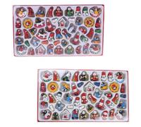 amangul 48 adornos colgantes para árbol de Navidad, diseño vintage de madera, diseño de Papá Noel, muñeco de nieve, etiquetas de madera, decoraciones de Navidad para interiores