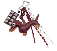 amangul Bonito llavero de perro salchicha, colgante de cuerda trenzada, llavero de chocolate, cadena de coche, decoración para mujer y niña, cadena de coche de chocolate, llavero de perro de salchicha