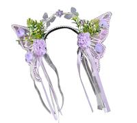amangul Butterfly Designs - Diadema transparente con flores y borlas para ocasiones románticas, juego de rol, accesorios para el pelo (como se muestra)