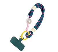 amangul Cordón trenzado multicolor de nailon de doble propósito para teléfono celular, con detalles decorativos de perlas para uso diario, cuerda corta esencial