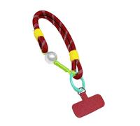 amangul Cordón trenzado multicolor de nailon de doble propósito para teléfono celular, con detalles decorativos de perlas para uso diario, cuerda corta esencial