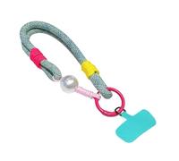 amangul Cordón trenzado multicolor de nailon de doble propósito para teléfono celular, con detalles decorativos de perlas para uso diario, cuerda corta esencial