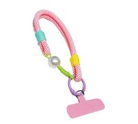 amangul Cordón trenzado multicolor de nailon de doble propósito para teléfono celular, con detalles decorativos de perlas para uso diario, cuerda corta esencial