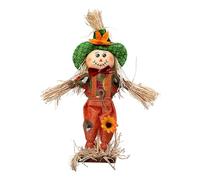 amangul Decoración de espantapájaros hecha a mano con paja natural y arpillera, adorno de cosecha de Halloween para jardín, porche, Halloween, paja, bruja, espantapájaros, decoración