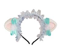 amangul Diadema de encaje de punto dulce con orejas de gatito y nudo para el pelo (verde)