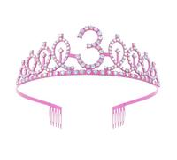 amangul Diademas ajustables con diamantes de imitación para fiestas de cumpleaños para niñas (3 años)
