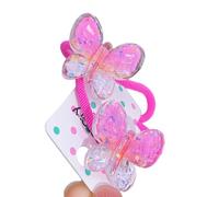 amangul Diademas elásticas para el pelo con diseño de mariposa de color caramelo para niños, soporte para coleta de caballo, accesorios para el cabello para niñas pequeñas, 1 par (rojo rosa)