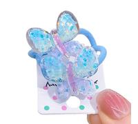 amangul Diademas elásticas para el pelo de color caramelo con diseño de mariposa para niños, soporte para coleta de caballo, accesorios para el cabello para niñas pequeñas, 1 par (azul)