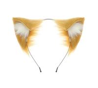 amangul Diademas realistas de piel sintética con orejas de gato con diseño flexible para juegos de rol, fiestas de disfraces, Halloween, eventos temáticos (blanco claro)