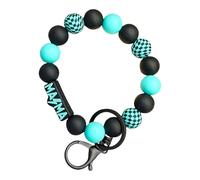 amangul Elegante llavero de silicona con patrón de tablero de ajedrez para mujeres y madres, accesorio de joyería, soporte para llaves de coche, pulsera de moda para mamá, azul, Talla única