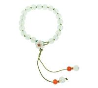 amangul Elegantes pulseras coreanas redondas de jade de color blanco, regalo de fiesta para mujeres y niñas, accesorios de joyería de moda, cuerda trenzada