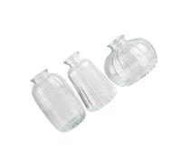 amangul Juego de 3 jarrones de cristal transparente acanalados, modernos, minimalistas, decoración de mesa para el hogar, arreglos florales, contenedor de exhibición, jarrones minimalistas