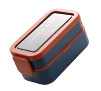 amangul Lonchera de doble compartimento con estilo japonés único, a prueba de fugas, materiales de polipropileno fáciles de usar, para comidas diarias, bentos japoneses de doble capa con asa