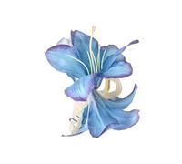 amangul Pinza elegante para el pelo con diseño de flores para mujeres y niñas, accesorio de peinado de agarre seguro, decoración para el cabello para bodas y fiestas (azul)