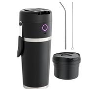 amangul Vaso de licuado de carga USB C de 600 ml, recipiente de mezcla con función de limpieza automática, exprimidor inalámbrico con revestimiento aislado, exprimidor de batidos USB C recargable