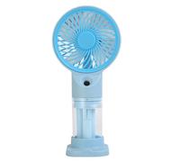 amangul Ventilador de escritorio de mano en miniatura, portátil, funciona con pilas, recargable por USB, ventilador de nebulización para viajes, oficina, uso al aire libre (azul claro)