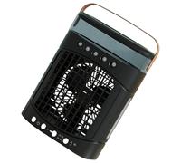 amangul Ventilador de escritorio portátil sin aspas, función de nebulización, 3 velocidades, tanques de 600 ml, ventilador de refrigeración de luz de 7 colores para dormitorio y oficina (negro)