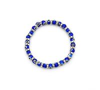amangul Wishing - Cadena de cuerda elástica azul con cuentas redondas de cristal para mujeres y hombres