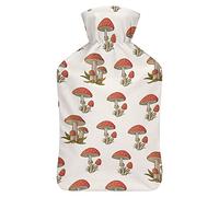 Amanita - Botella de agua de goma de hongos rojos con cubierta de felpa suave, bolsa de agua caliente para invierno, manos y pies, protección contra el frío, 1000 ml