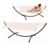 AMANKA Hamaca Doble con Soporte - 200x120 Estructura Metálica para Exteriores - Marco de Jardín