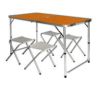 AMANKA Mesa para Acampada 120x60x70cm Incl 4 Taburetes Plegable portátil como si Fuera un maletín Altura Regulable para pícnic Camping Bambú