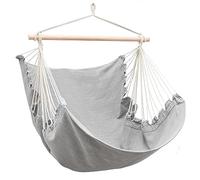 AMANKA Silla Colgante XL de 155x125 cm - 1 Persona Hamaca Columpio hasta 100 kg - Sillón Relax para Interior y Exterior - Balancín con Barra de Madera - Nido Cómodo para Balcón, Terraza o Habitación